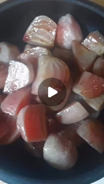Pastured meat cut into cubes in a cast iron pan